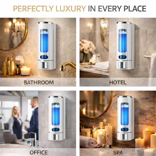 Image of ABS Liquid Soap Dispenser Wall Mounted for Bathroom & Wash Basin | Handwash Bottle Holder, Shampoo & Sanitizer Dispenser for Kitchen, Toilet & Shower Use (White)