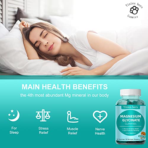 Magnesium Glycinate Gummies 500Mg, Sugar Free For Adults & Kids, Best Magnesium Gummies For Sleep, Stress & Muscle Relief & Nerve Health, No Melatonin, Gluten Free, Non Gmo, Vegan, Pectin, 60 #TOP2