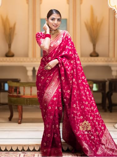Image of C J Enterprise Women's Pure Kanjivaram Soft Silk Saree Banarasi Style Sarees For Wedding With Blouse Piece (Pari-165)