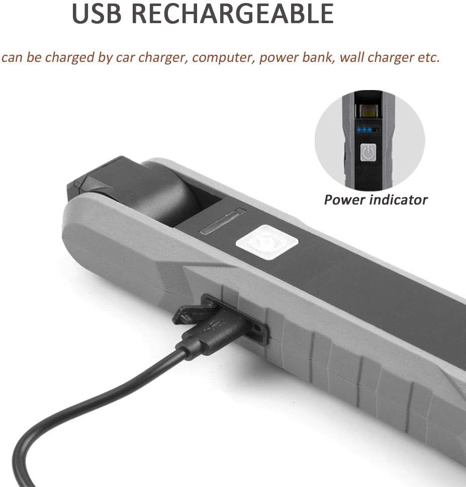 USB Work Light COB LED Inspection Light, BESTSUN Foldable Rechargeable Flashlight Portable Handheld Work Lamp with Magnetic Base & Swivel Hook & 4 Modes for Garage Mechanic Auto Car Truck Repair