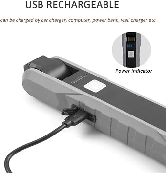 USB Work Light COB LED Inspection Light, Foldable Rechargeable Flashlight | Portable Handheld Work Lamp with Magnetic Base & Swivel Hook & 4 Modes for Garage Mechanic Auto Car Truck Repair