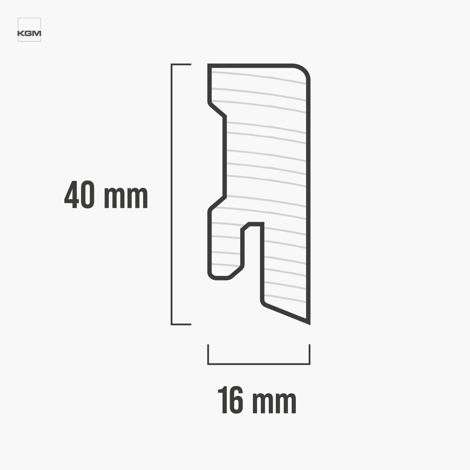 KGM Modern Sockelleiste Eiche – Massivholz – 2400 x 16 x 40 mm – 20 Stk.