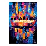 POLIUAWS Das letzte Abendmahl neu interpretiert – Abstrakter geometrischer Expressionismus Diamantmalerei-Sets für Erwachsene, Anfänger, DIY-Edelsteinkunst-Bastelset, 20 x 30 cm