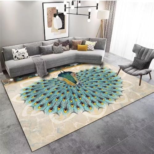 Tapis déco sol extérieur et terrasse couleur sable aux plumes - 2