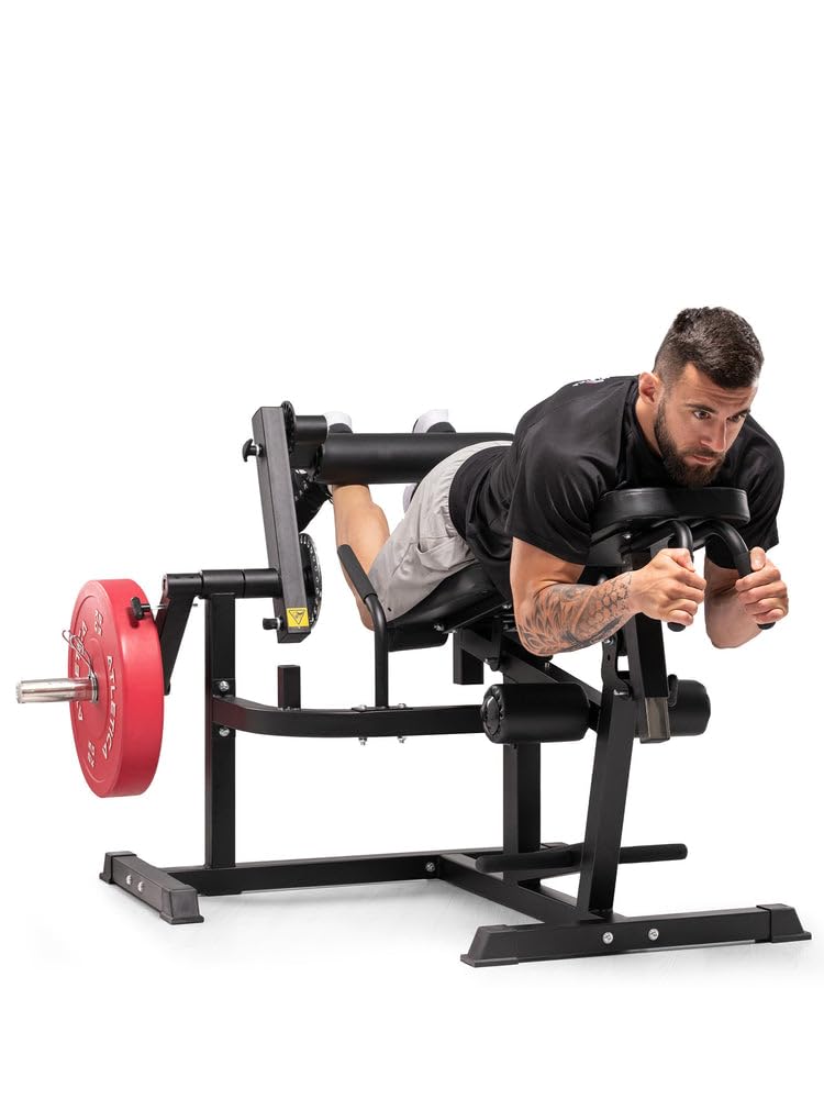 ATLETICA FullBody Multitrainer | Leg Curl | Multifunción para ejercicios de pierna, abdominales y espalda | Carga de placas | Carga máxima de hasta 350 kg