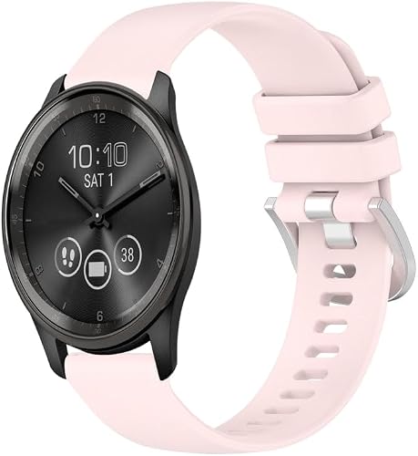 For Garmin VivoMove Trend Liquid Glossy Silver Buckle Silicone Watch Band(Pink)