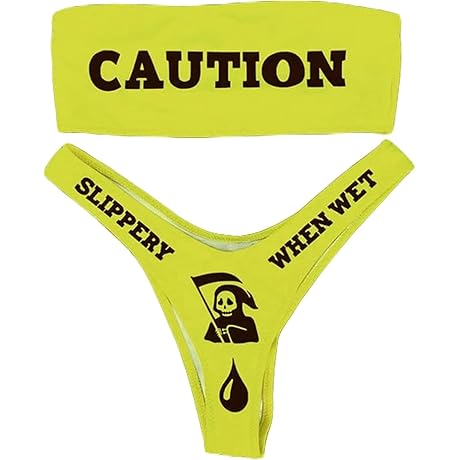 Funny Bikini Sets with Graphic Crop Bra Top and High Waisted Bottoms:...