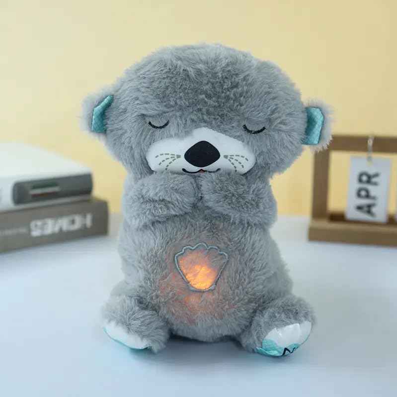 Image of SCOOBA Musical Breathing Teddy Bear Tummy up Down Simulation Light Glow in Tummy Assorted Color (Breathing Teddy)