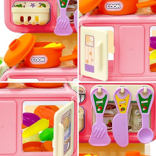 Image of NHR Stylish Kitchen Set for Girls Toy with Cooking Utensils Combo Items, Little Chef Realistic Miniature Chefs Pretend Play /Role Play Home Game (3+ Years, Pink)