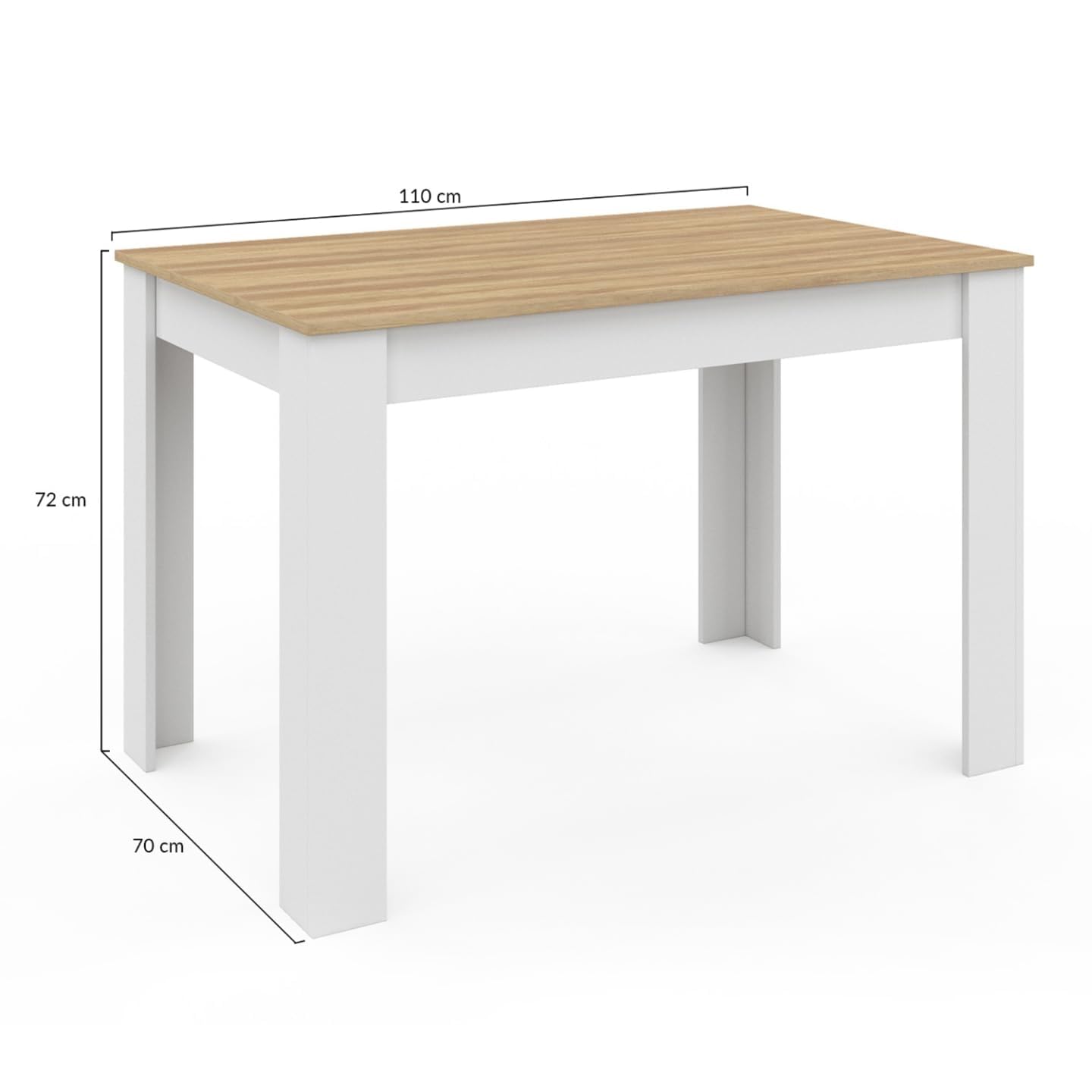 IDMarket - Tavolo da pranzo rettangolare ROZY 4 persone piano faggio bianco 110 cm