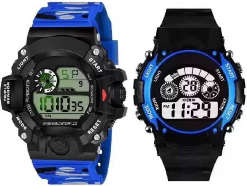 Rozti Sports Digital Mens Watch Black Dial Blue Colored Strap Combo Watches for Kids & Boys (B09ZBKR7K4) Amazon Price History, Amazon Price Tracker
