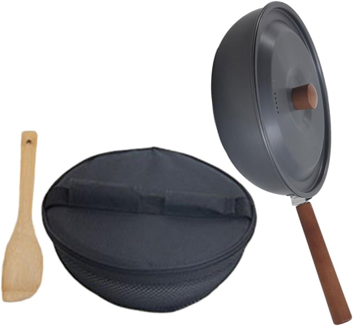 Portable Camping Fry Pan Detachable Lightweight Outdoor Cooking Skillet for Eggs and Steaks Includes Aluminum Pan Spatula and Storage Bag for Camping