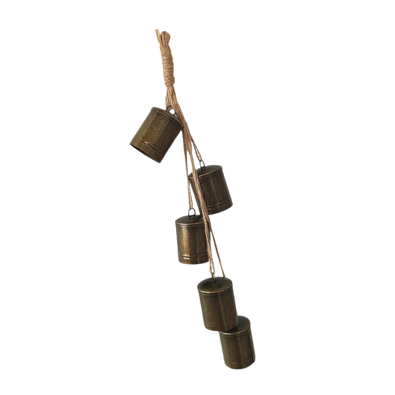 Historic Inspired Metal Handbell Air Toll Christmas Decoration with Natural Fiber Rope Inside Celebratory Deck Rural Grass Rope Air Toll