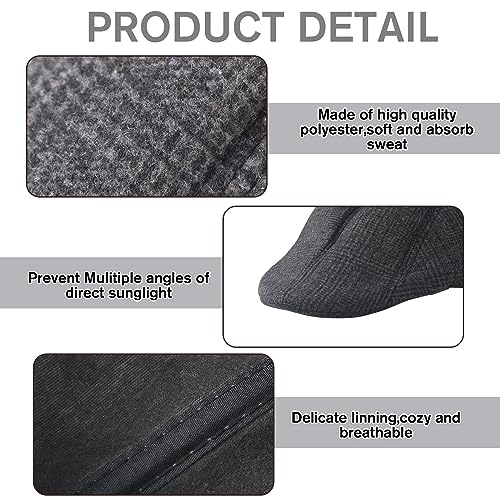 Image of Newcotte Newsboy Cap for Men Classic Herringbone Tweed Flat Cap Irish Beret Hat for Cabbie Driving Hunting