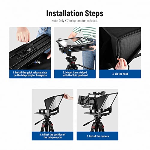 Neewer Teleprompter X17 With Rt-110 Remote & App Control (Bluetooth Connection Via Neewer Teleprompter App), 17" No Assembly Compatible With Ipad Android Tablet/Camera/Camcorder, Max Load 44.1Ib/20Kg #TOP7