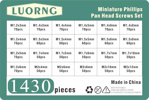 Juego de tornillos autorroscantes miniatura LUORNG 1430 piezas miniatura 6