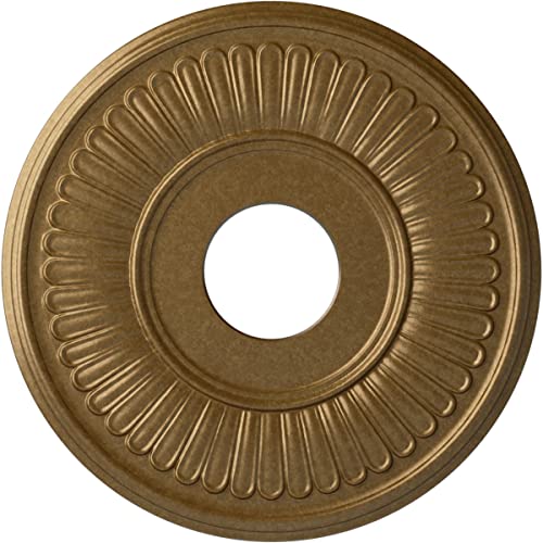 Image of Ekena Millwork CM15BEPAS 15-3 /4 inch x 3-7 /8 inch x 3 /4 inch Berkshire Ceiling Medallion, Pale Gold