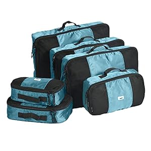 ANSIO Packing Cubes for Suitcase, Travel Luggage Organiser Set, Suitcase Organiser bags, Value Set for Travel and Home Storage, Small, Medium, Large, XL – (6 Piece Set) – Teal