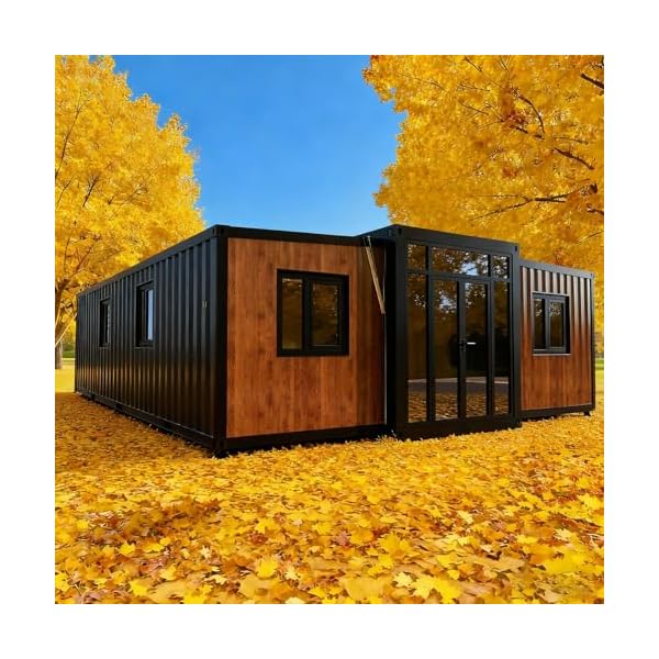 20ft Prefab Tiny Home – Foldable Container House with 2-3 Bedrooms Full Kitchen & Bathroom, Portable Modular Steel Frame Cabin, Quick-Build Customizable Prefabricated House, Expandable Home for Sale