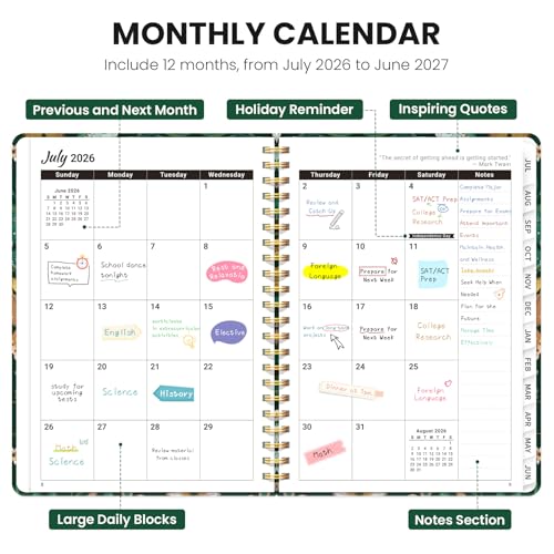 Academic Planner 2026-2027, Monthly and Weekly Calendar Planner, July 2026 - June 2027, Pretty Hardcover Teacher Student Planning Agenda Book with Tabs, Fit for School Office Supplies, 8.5" x 11", Butterfly - Image 2