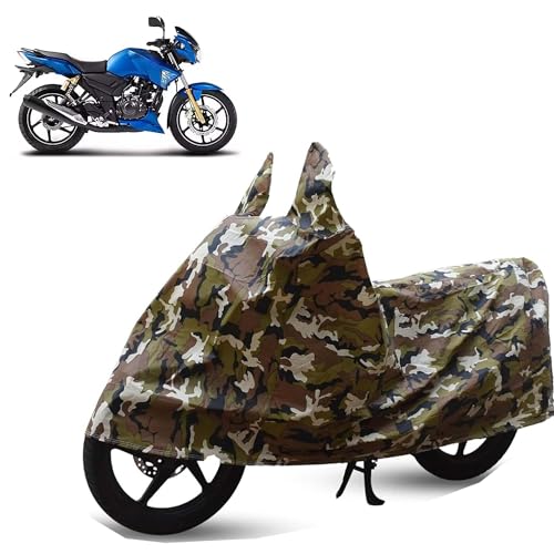 Image of Sulfar Bike Cover for TVS Apache (RTR 180 (Older Gen)) | Waterproof, Dustproof & UV Protected | All Weather Two Wheeler Cover (Army Green) New 2026 Variants