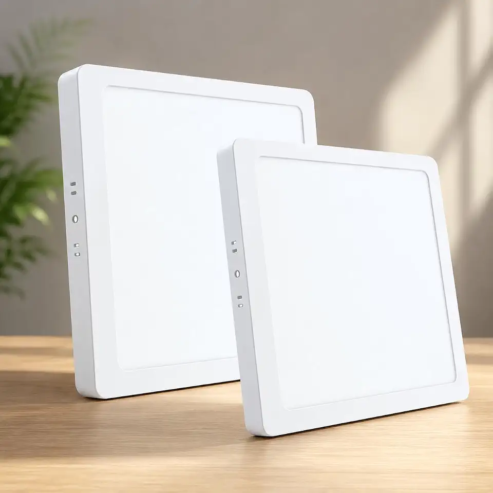 Kit 2 Painel Plafon LED Sobrepor Quadrado 18W 6500K Luz Branca Fria Bivolt 110V 220V Slim Premium 20x20cm Estrutura Resistente Econômico Alto Brilho Para Sala Cozinha Escritório