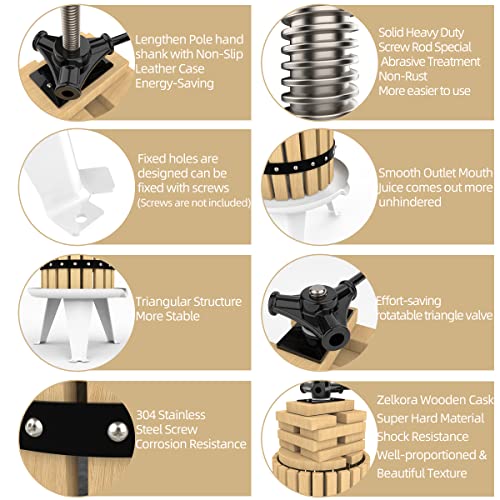 Squeeze Master Xl Fruit Apple Cider Wine Classic Press- 7.9 Gallon/30L-Solid Wood Basket-Vintage Traditional Juicer-8 Press Wooden Blocks-Pole Handle Bar For Juice,Wine,Cider-Suitable For Outdoor, Kitchen And Home-1 Free Filter Bag Included #TOP3