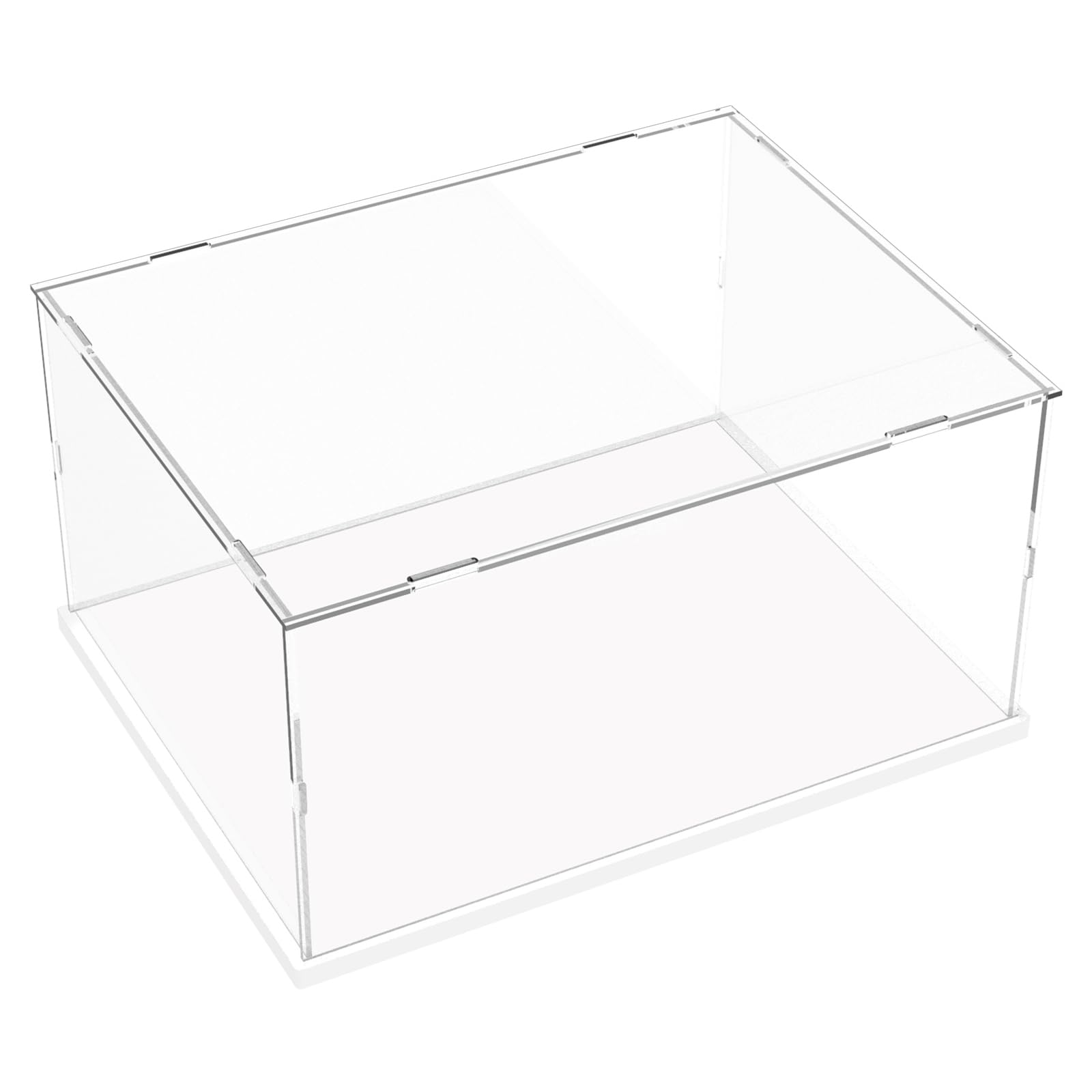 Choowin Acrylic Display Case for Lego Razor Crest 75447 Central Perk 21319 Typewriter 21327 Iron Man 76125 Thickened Clear Display Cases for Collectibles Assemble Dustproof Display Box(White Base)