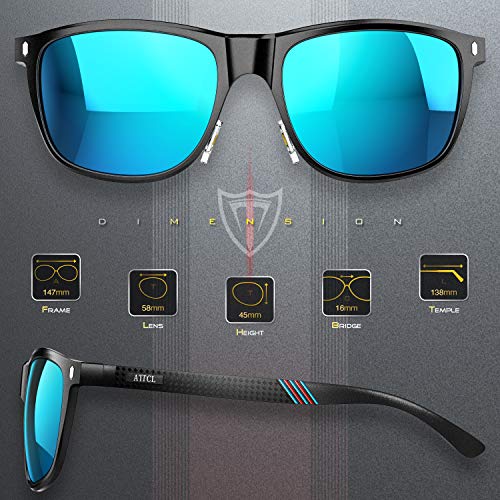 ATTCL Men's Driving Polarized Sunglasses Al-Mg Metal Frame Ultra Light 7001 Blue