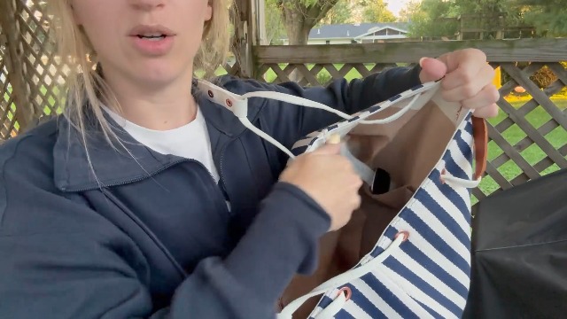 Bolso Tote De Lona Para Mujer Mediano Rayado miniatura 7