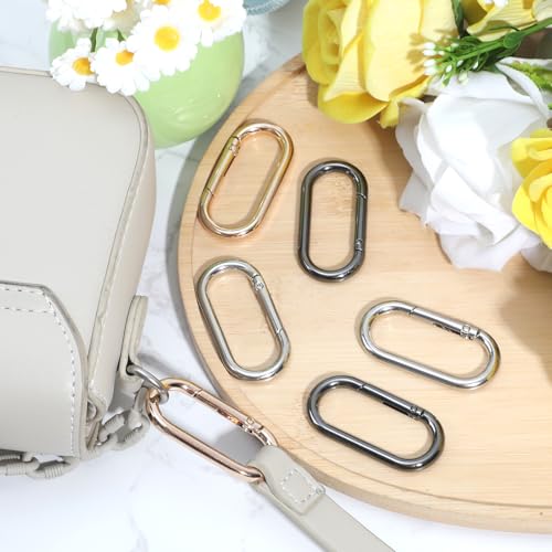 Peutier 1030882 6Pcs Spring O-Ring Clips, Zinc Alloy Oval Snap Clips Key Rings Purse Rings For Straps Snap Hooks O Rings Buckles thumb #2