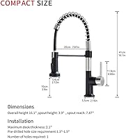 Vista 5 de GIMILI Grifo de fregadero de cocina con dispensador de jabón, negro mate y níquel cepillado
