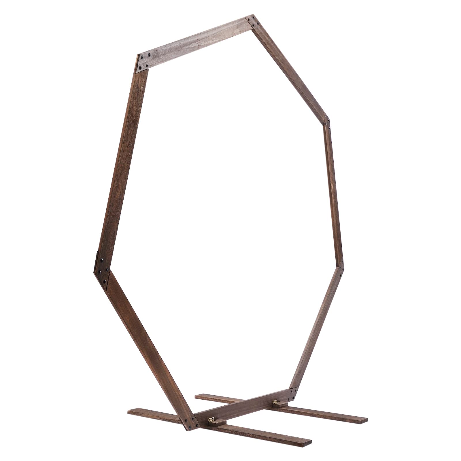 Hochzeitsbogen Holzgestell, Siebeneckige Hochzeitsbögen Holz Wedding Arch Hintergrund Ständer für Hochzeiten Dekorationen