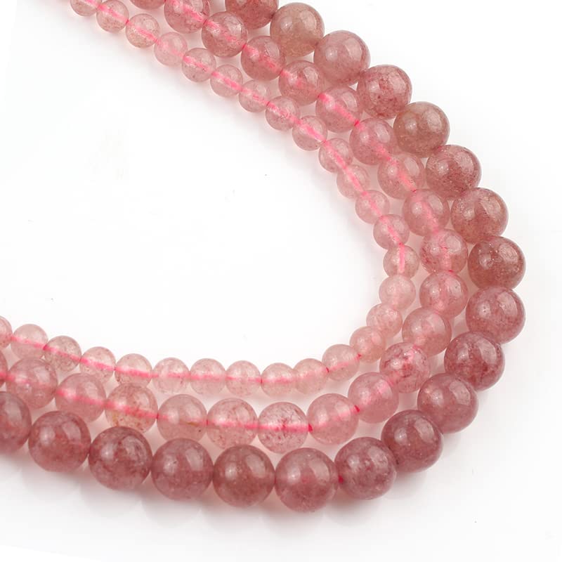 34 Style Pink Crystal Strawberry Quartz Amethysts Loose Beads for Jewelry Making DIY Bracelets Accessories 6-10mm - (Color: Strawberry Quartz/Item Diameter: 8mm 46pcs Beads)
