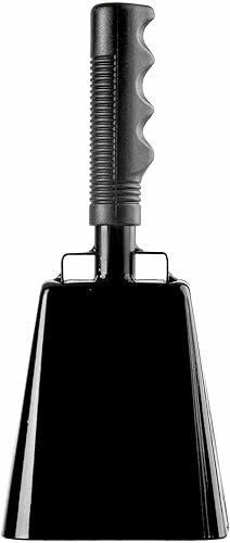 Vista 14 de Musfunny Campana de vaca de acero con mango, campanas de mano de animación que hacen ruido fuerte para eventos deportivos, juegos de fútbol, campana