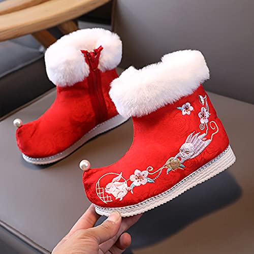 MATERUIEYES Girls 'Boots Plus Velvet Cotton Boots Chinese Style Children's Cloth Shoes4