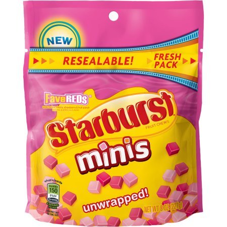 Starburst Mini Upwrapped Gummies New Resealable Pouch 8oz (FaveReds)