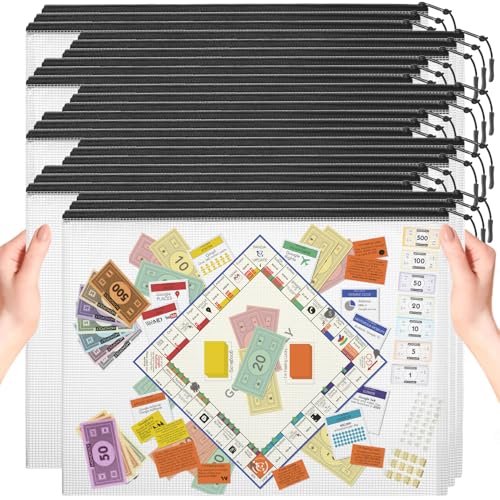 Image of 24pcs Mesh Zipper Pouch, Puzzle Storage Bags, A3 17x12 Inches Large Reusable Zipper Pouches for for Classroom Office Supplies Organizing, Extra Large Zipper Bags, Board Game Storage