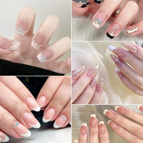 Prasacco Lot de 5 feuilles de 240 pochoirs pour ongles français, blancs, autocollants pour ongles, autocollants pour ongles, décorations pour manucure, décoration, outils DIY – vue 5