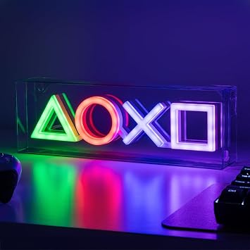 Paladone Playstation LED neon light, can be free or wall mounted, playroom accessory and decoration for players