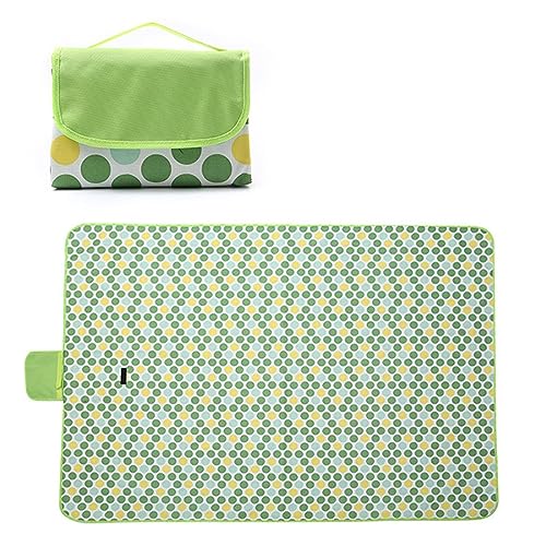 Picknickdecke 200x300cm,XXL Picknickdecke mit Wasserdichter Unterseite,Outdoor Stranddecke Sandfrei,mit Tragegriff Faltbare Picnic Blanket für Camping,Strand,Park,Familie,Konzerte Grüne Kreise