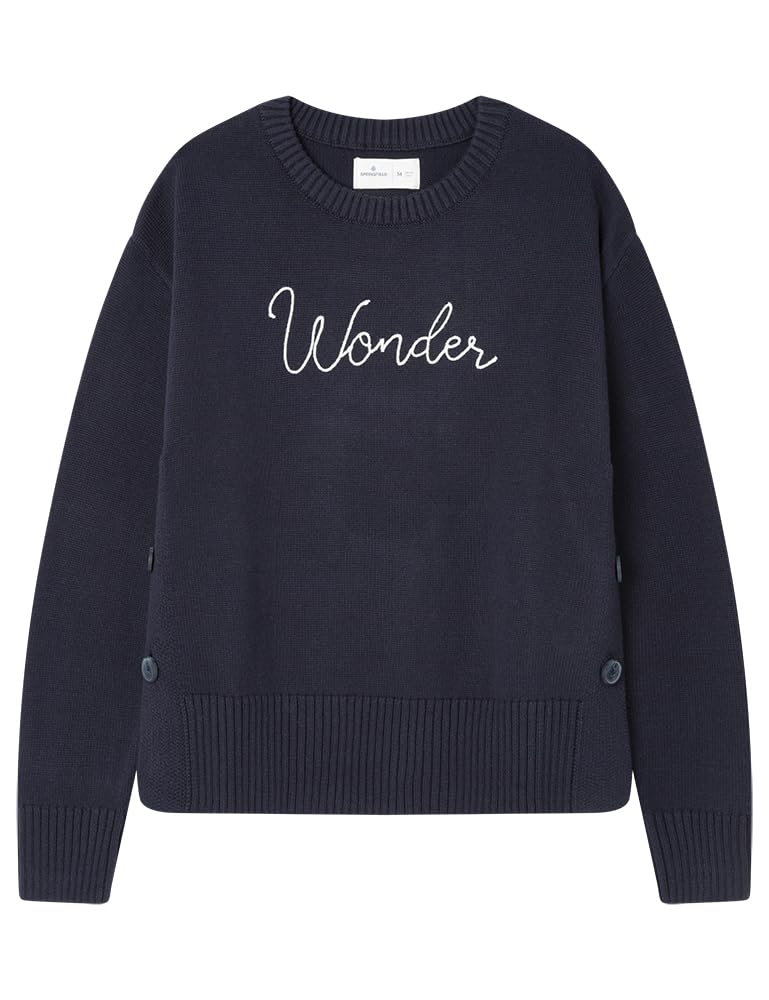 SPRINGFIELD Women's 4.Gym.ap. Sweater Boho Botonato Jersei, Navy, M