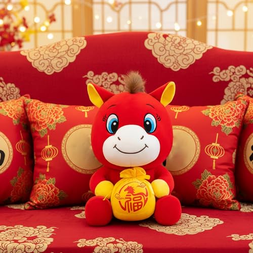 AwnsIMfreien Stuffed Horse, Year of The Horse 2026 Plush Stuffed Animal Toy Chinese New Year Decorations 9.8 Inch Cute Mascot Figurine for Home Decor Indoor Outdoor, of The 2026 - Image 3