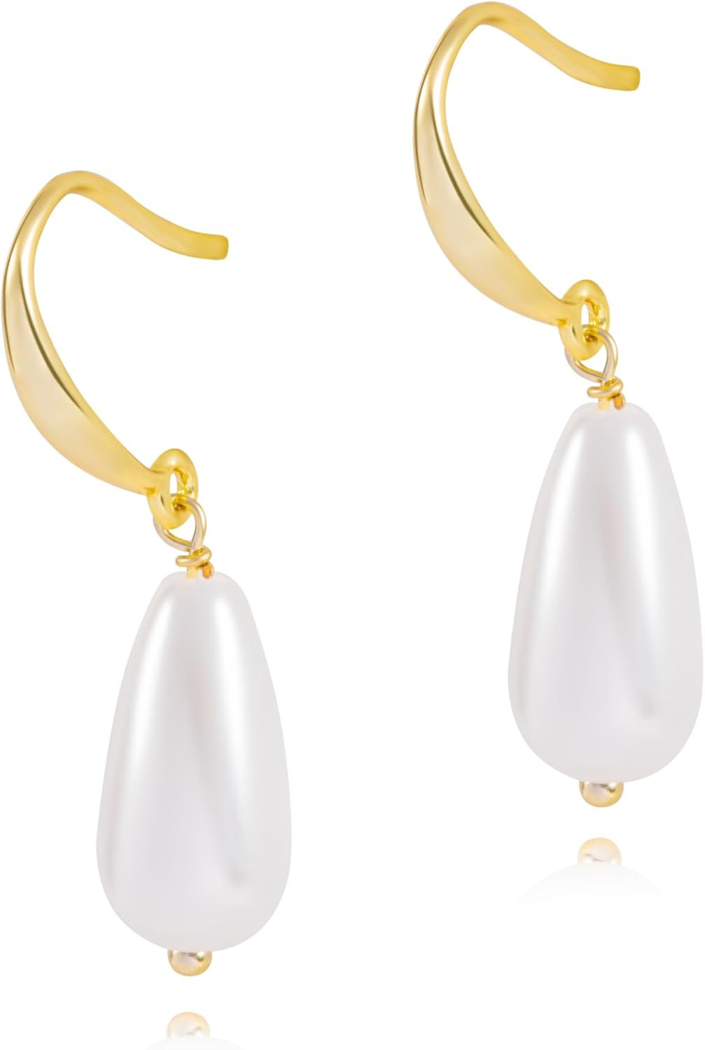 Gold Pearl Drop Earrings for Women, 14k Gold Plated Pearl Earring Hooks Dainty Gold Cute Pearl Dangle Dangly Hanging Earrings for Women Wedding Earrings Jewelry for Women Non Tarnish - Image 6