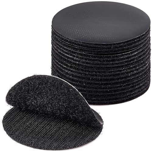 Image of ECOHomes (3 Inch Dots, 16 Sets) Strips with Adhesive for Fabric, Black | No Sew, Stick On for Fabric, Sticky Back for Clothes, Curtains, Heavy Duty, Double Sided Hook and Loop Hem Tape Fasteners