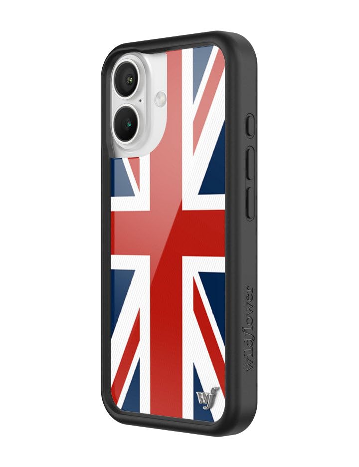 Image of Wildflower Cases - Compatible with iPhone 16 | Protective Black Bumper, 4ft Drop Test Certified, Women Owned Small Business | UK British Flag Vintage London y2k Trendy | Union Jack