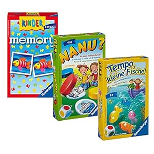 Collectix Ravensburger meeneemspelen: kindergeheugen + nanu? + tempo, kleine vissen!, kinderspel voor kinderen vanaf 3 jaar