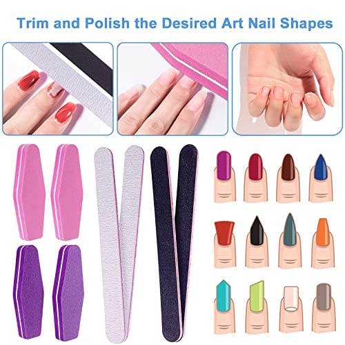 8 Pcs Nail File And Buffer, Nail Files For Acrylic Nails Buffers Blocks 100/180 Grit, Fingernail Buffing Block Natural Nails Limas Para Portable Sanding Professional Manicure Kit Supplies #TOP4