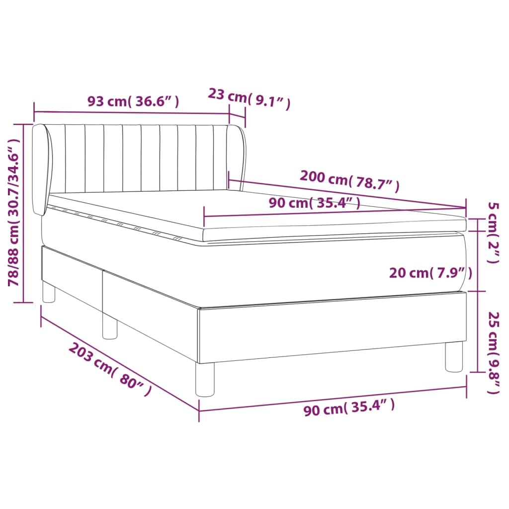 Sommier à Lattes avec Matelas Bleu 90x200 cm Tissu Ensemble lit Complet avec tête de lit réglable pour Chambre à Coucher Adulte Adolescent