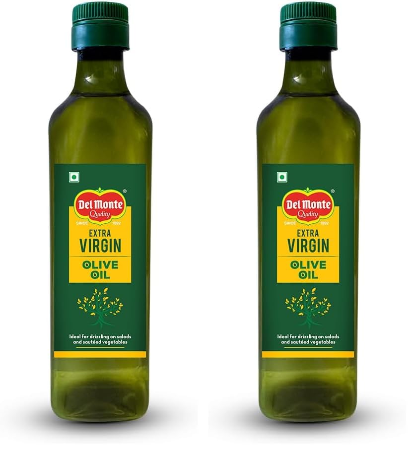 Image of Delmonte Extra Virgin Olive Oil (Imported)|Cold Extracted from A1 Grade Olives|Pure & Unrefined|Cholesterol & Trans Fat-Free,Natural Antioxidants,Rich in Vitamin E & K|500 Ml Pet Bottle. (Pack of 2)